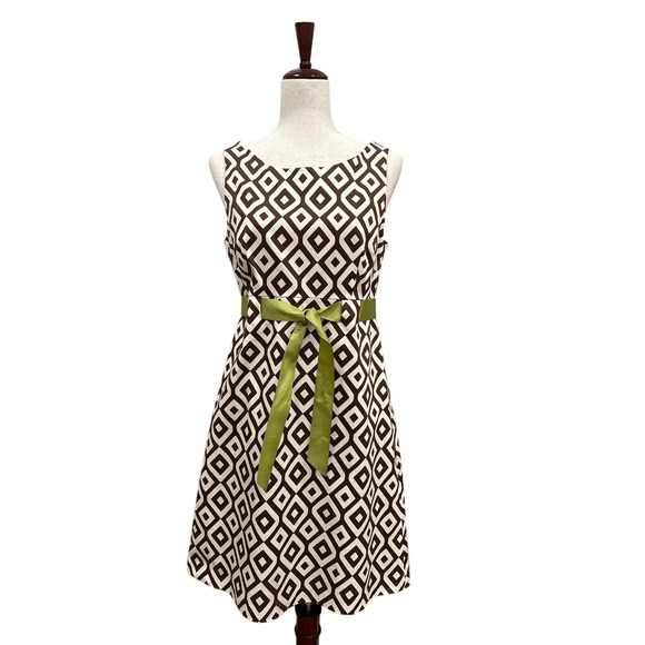 VTG Jessica Howard 90s Brown Green Dress Chevron Pattern Retro Glam Sz 8 y2k - Picture 3 of 15